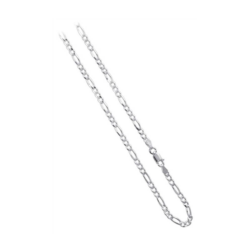 Italian 925 Sterling Silver wide Figaro Chain Necklace - Gem Avenue
