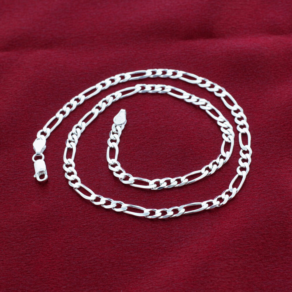 Italian 925 Sterling Silver Figaro Link Chain Necklace - Gem Avenue