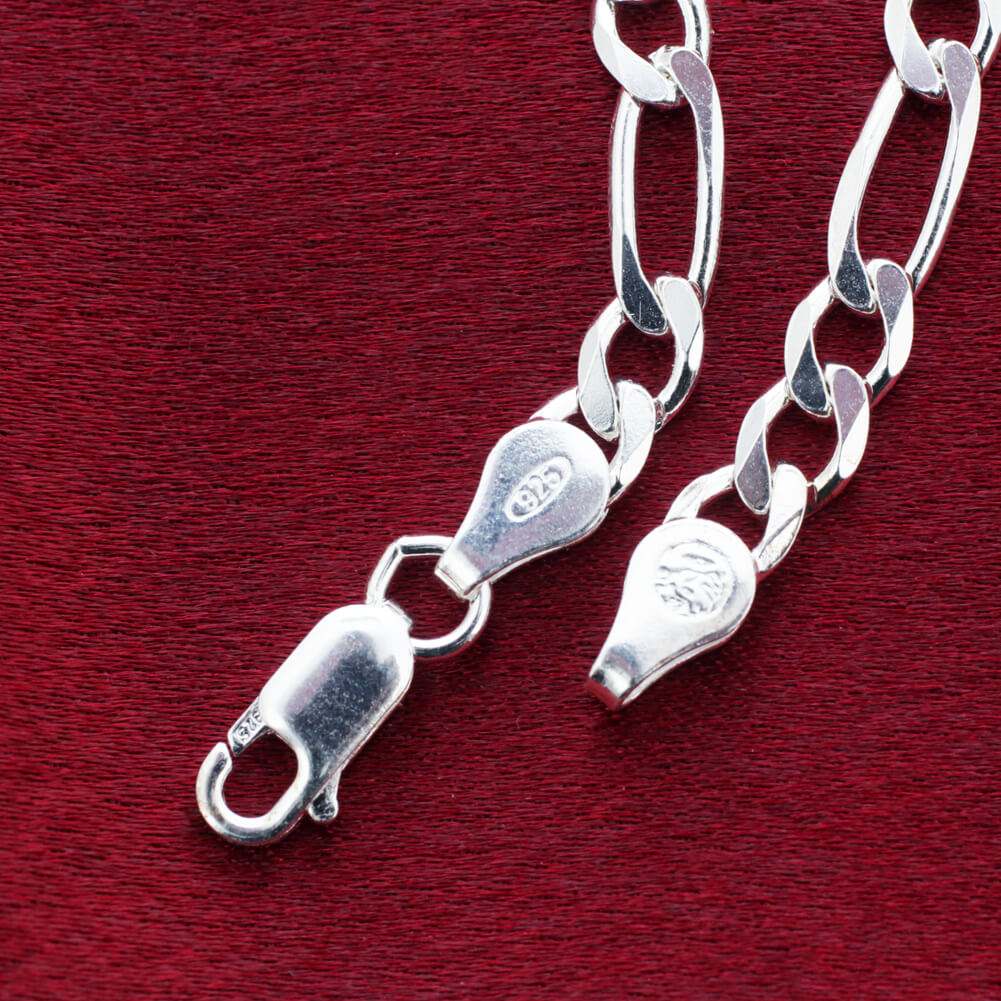 Italian 925 Sterling Silver Figaro Link Chain Necklace - Gem Avenue