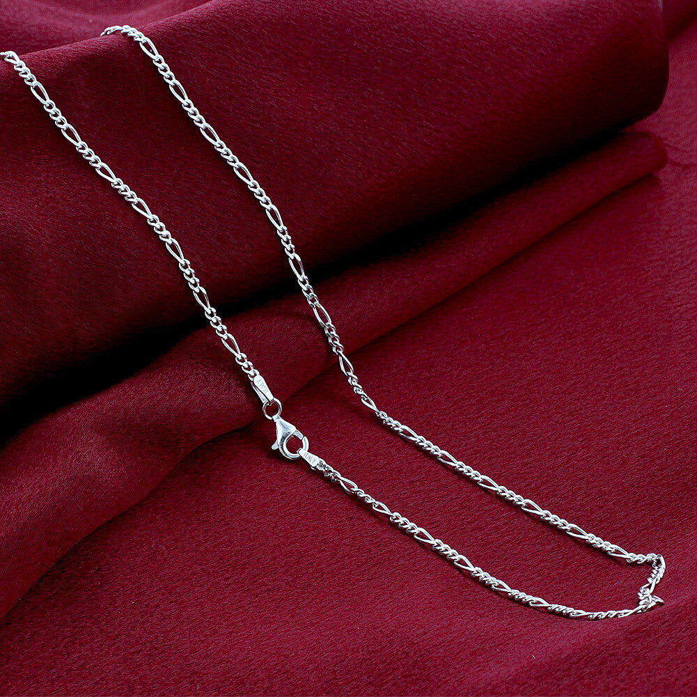 Italian 925 Sterling Silver Figaro Link Chain Necklace - Gem Avenue