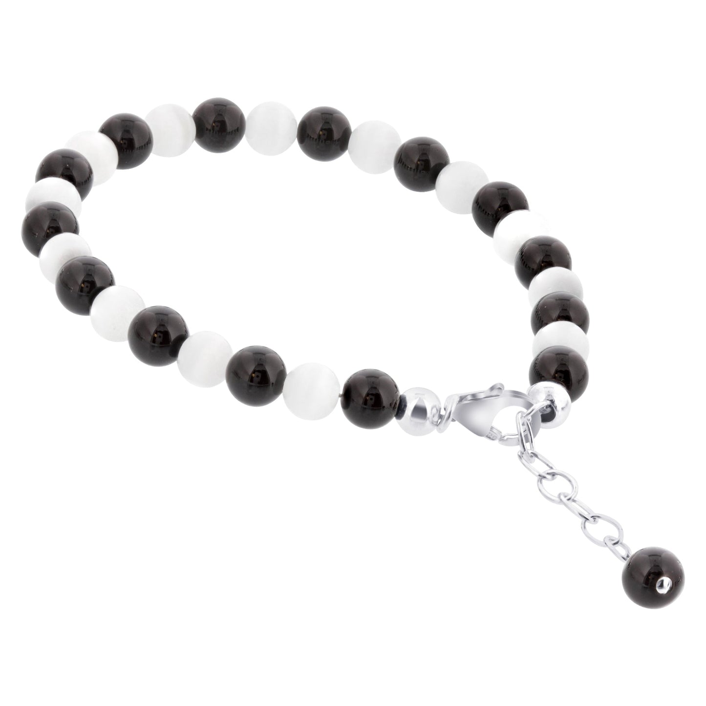 Gemstone Beads and Austrian Crystals 925 Sterling Silver Bracelet