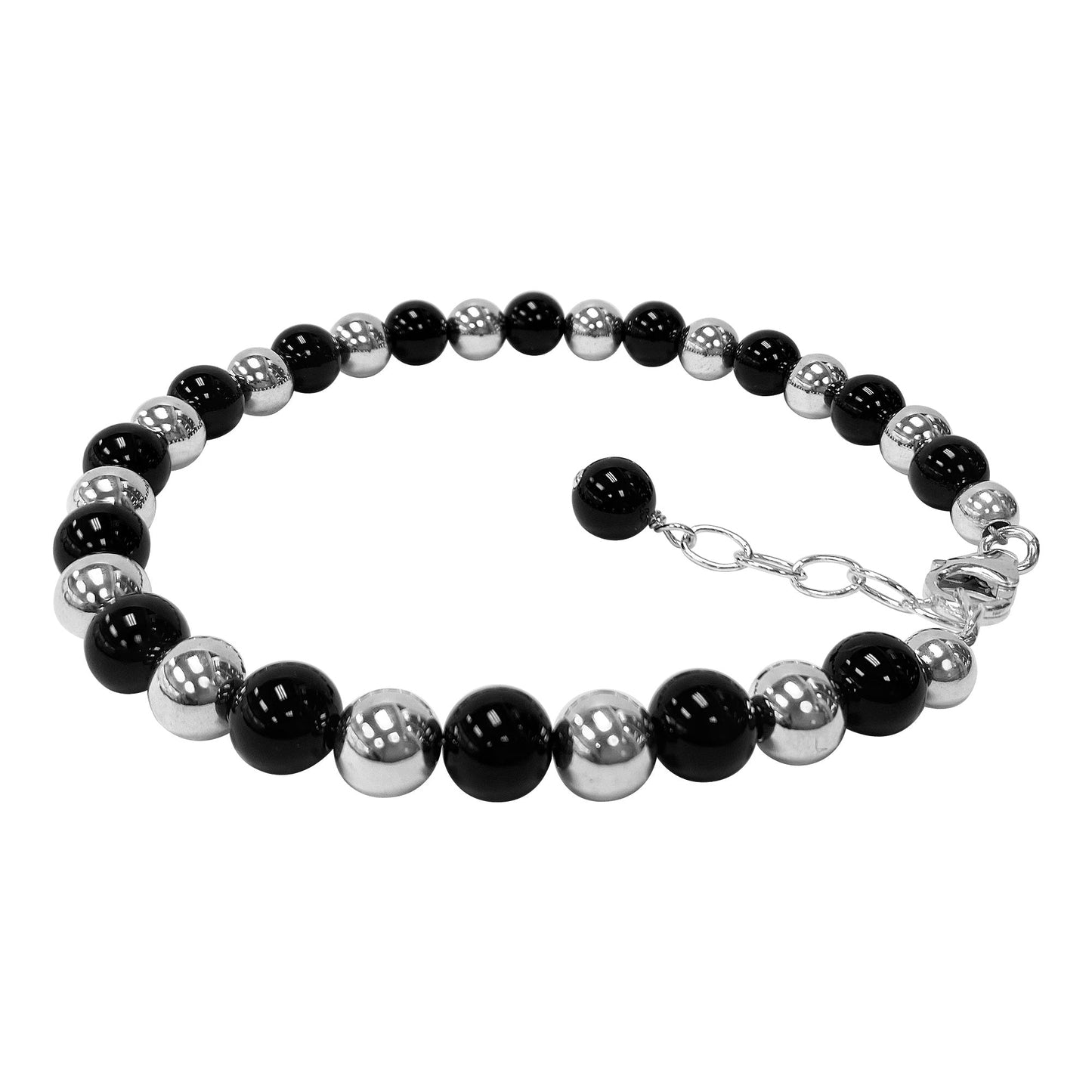 Gemstone Beads and Austrian Crystals 925 Sterling Silver Bracelet