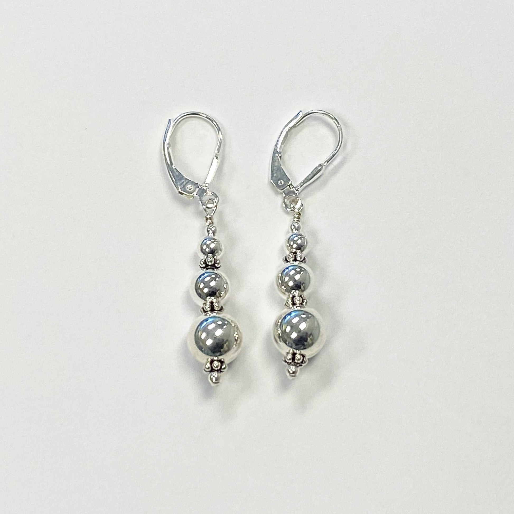 Triple Silver Balls Leverback 925 Sterling Silver Drop Earrings for Women - Gem Avenue