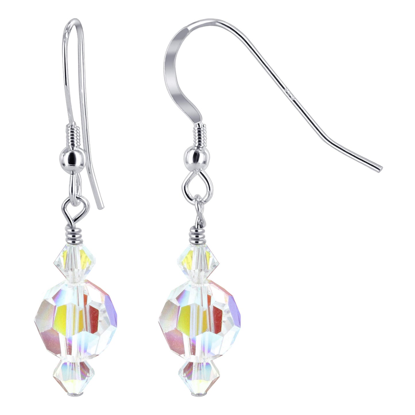 Clear AB Austrian Crystals 925 Sterling Silver Drop Earrings - Gem Avenue
