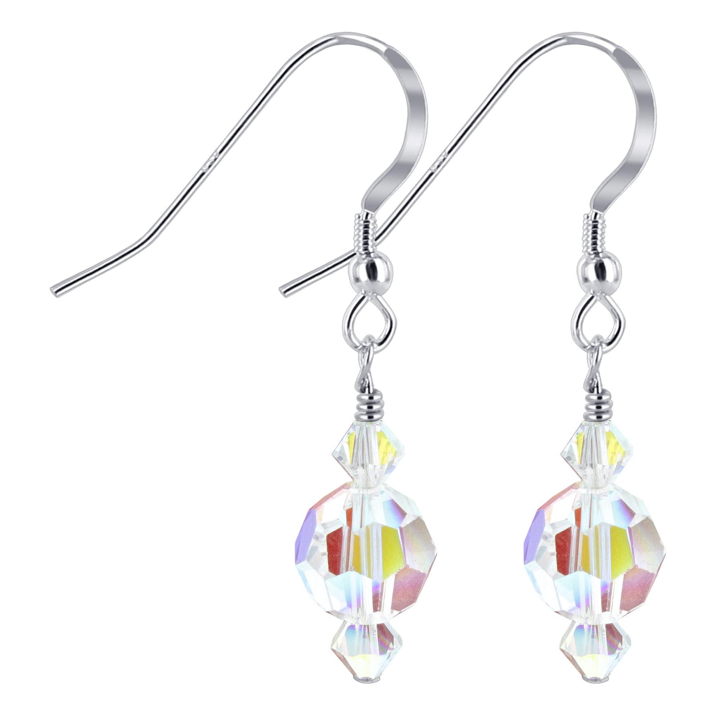 Clear AB Austrian Crystals 925 Sterling Silver Drop Earrings - Gem Avenue