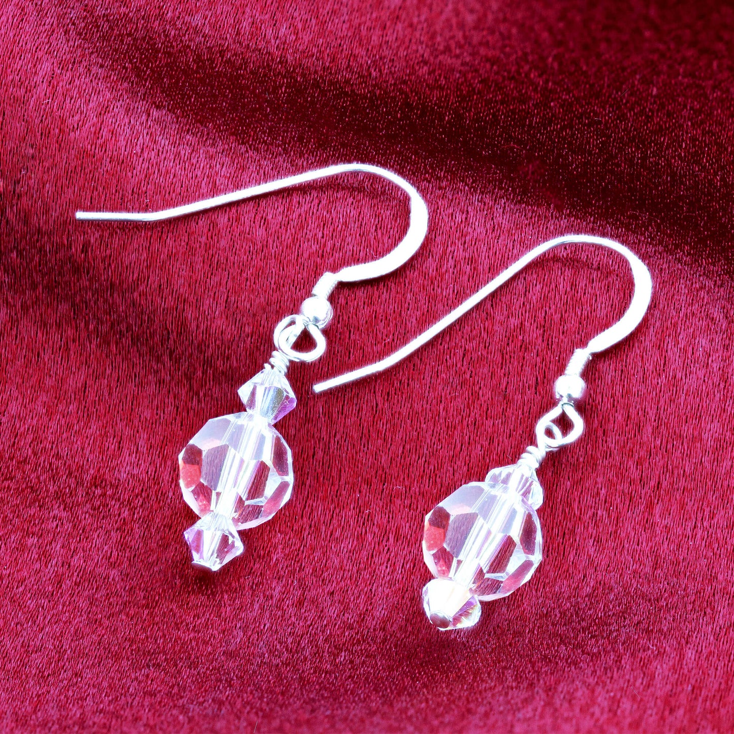 Clear AB Austrian Crystals 925 Sterling Silver Drop Earrings - Gem Avenue