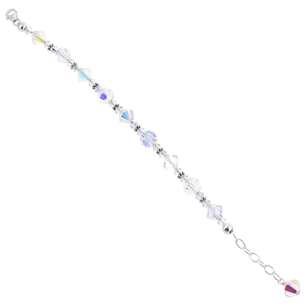Clear AB Ball Austrian Crystals 925 Sterling Silver Handmade Bracelet - Gem Avenue