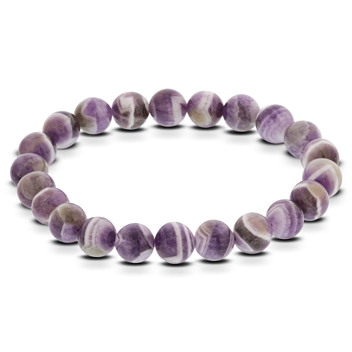 Genuine Chevron Amethyst Gemstone Beads Stretch Bracelet - Gem Avenue