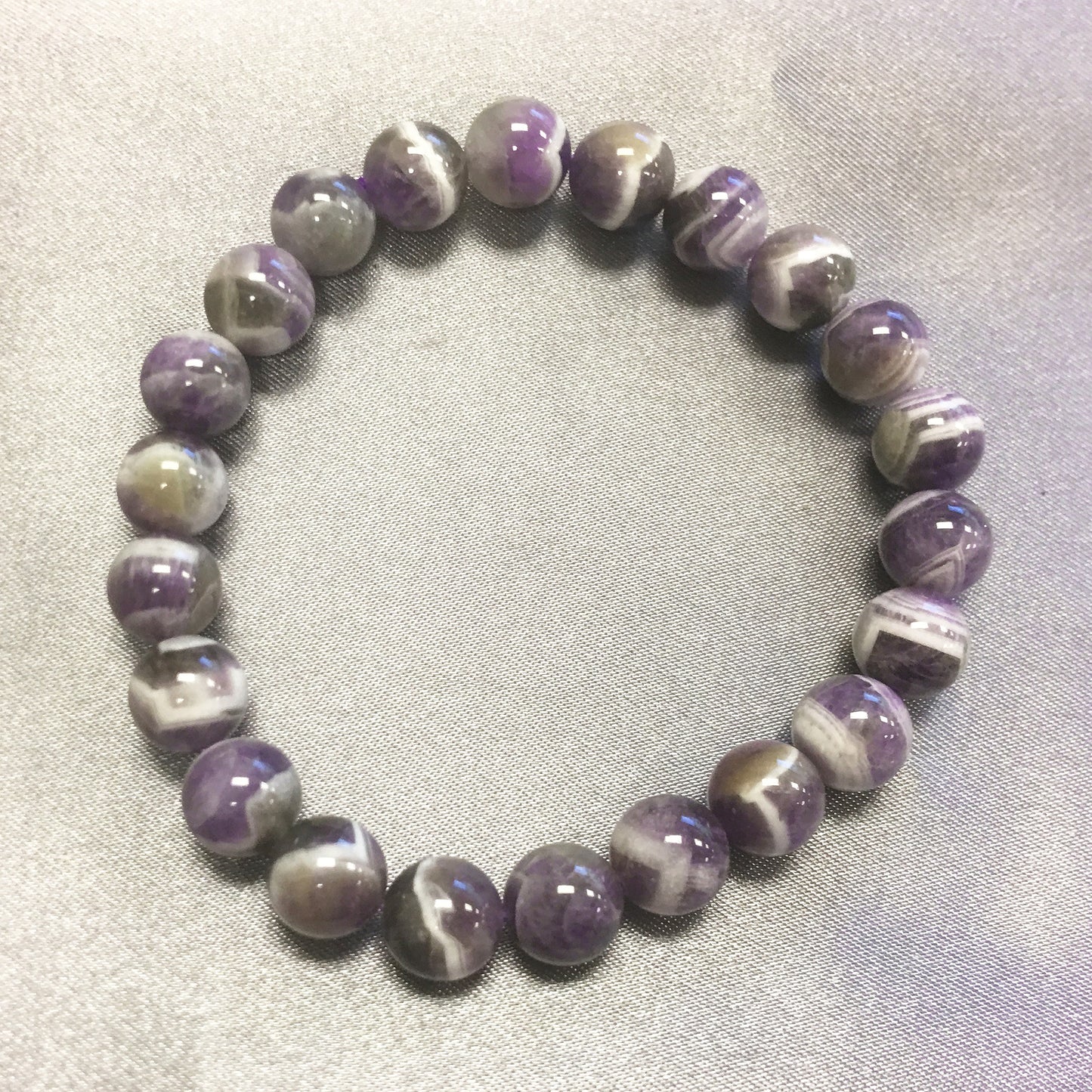 Genuine Chevron Amethyst Gemstone Beads Stretch Bracelet - Gem Avenue