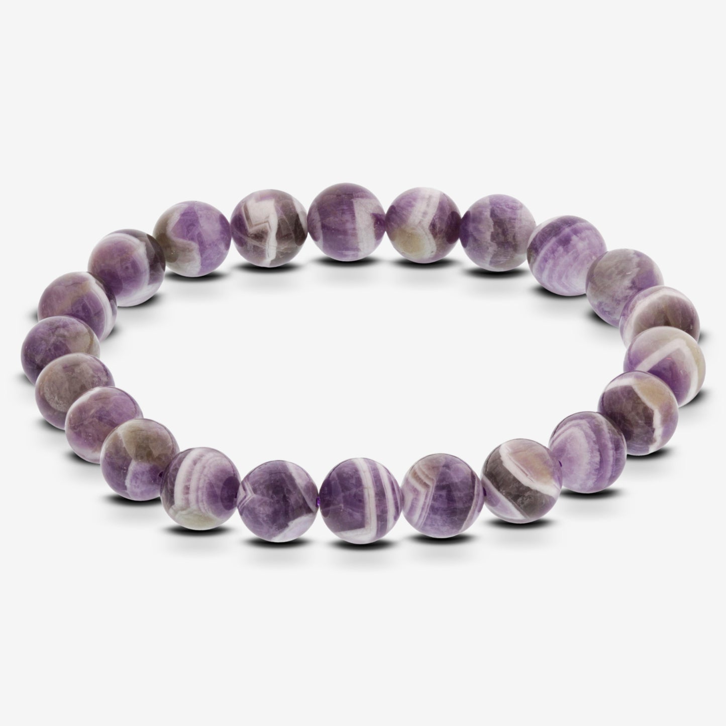 Genuine Chevron Amethyst Gemstone Beads Stretch Bracelet - Gem Avenue