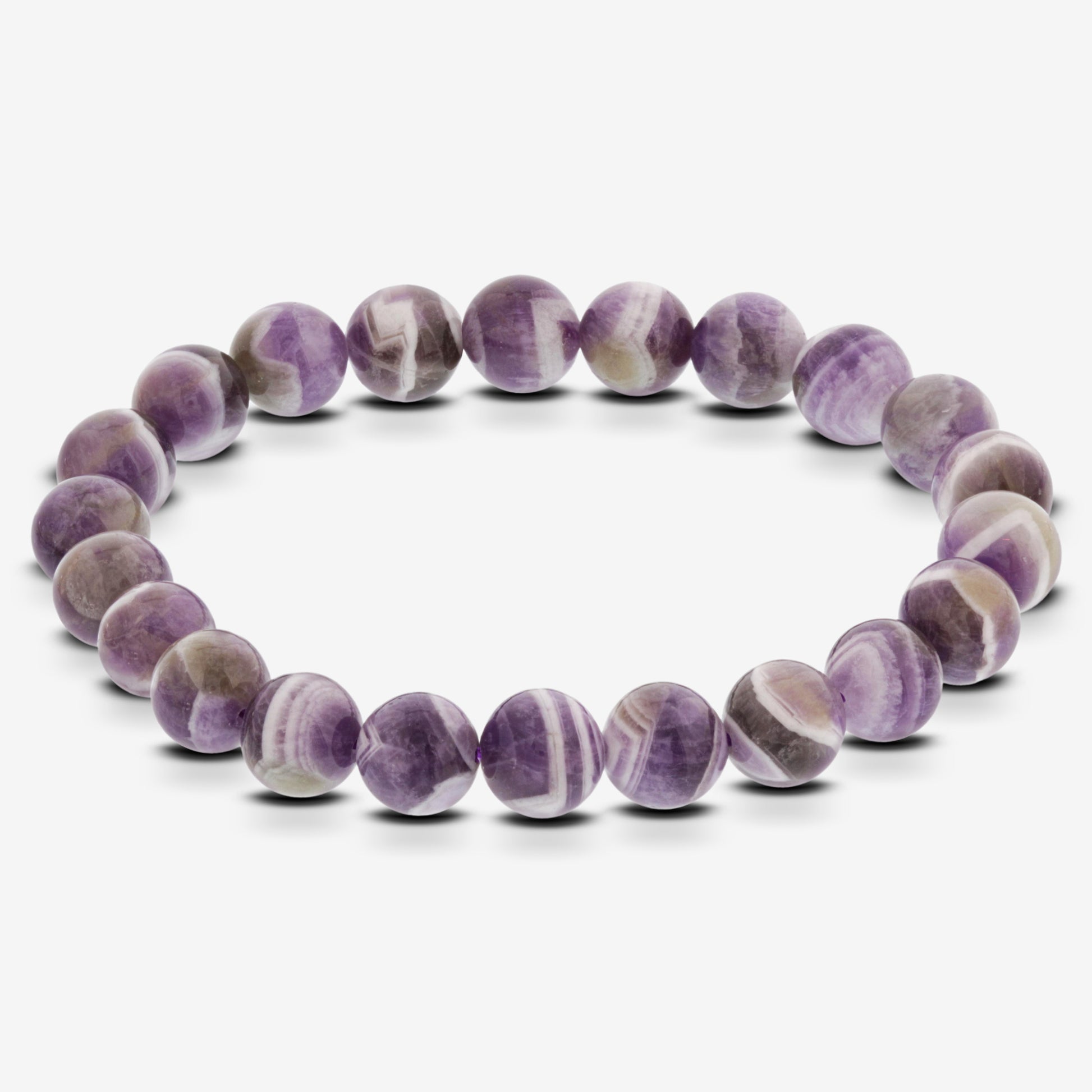 Genuine Chevron Amethyst Gemstone Beads Stretch Bracelet - Gem Avenue