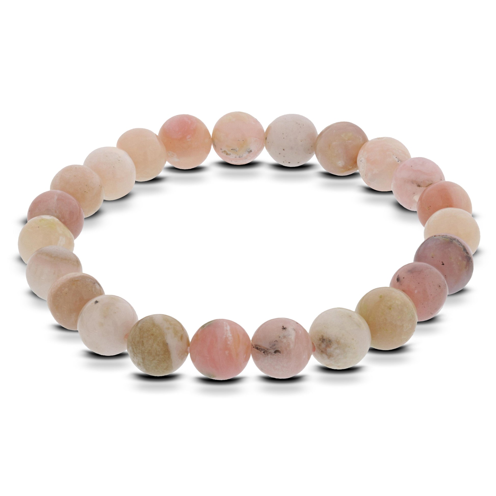 Pink Opal Gemstone Beads Stretch Bracelet - Gem Avenue