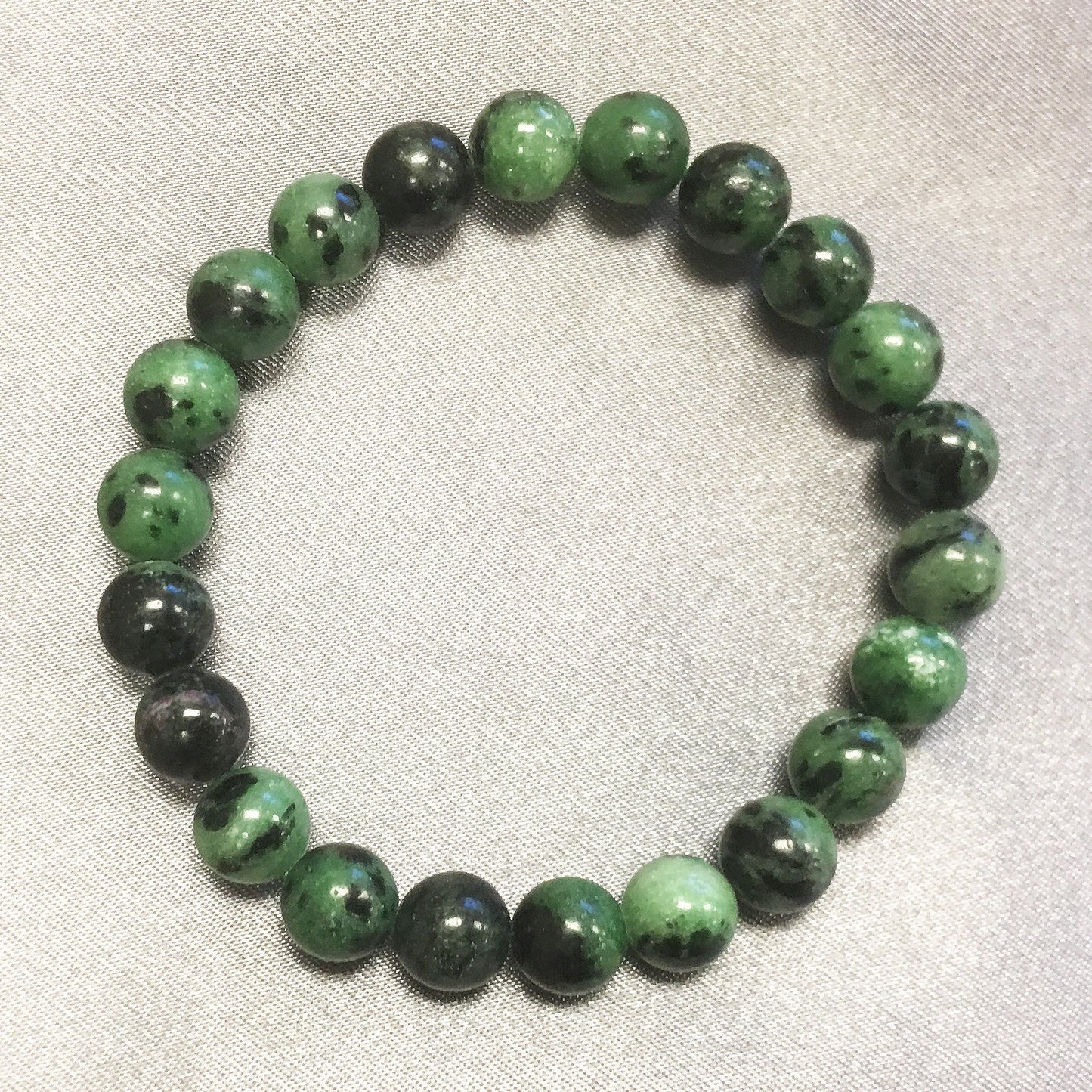 Green Ruby Zoisite Gemstone Bead Handmade Stretch Bracelet - Gem Avenue