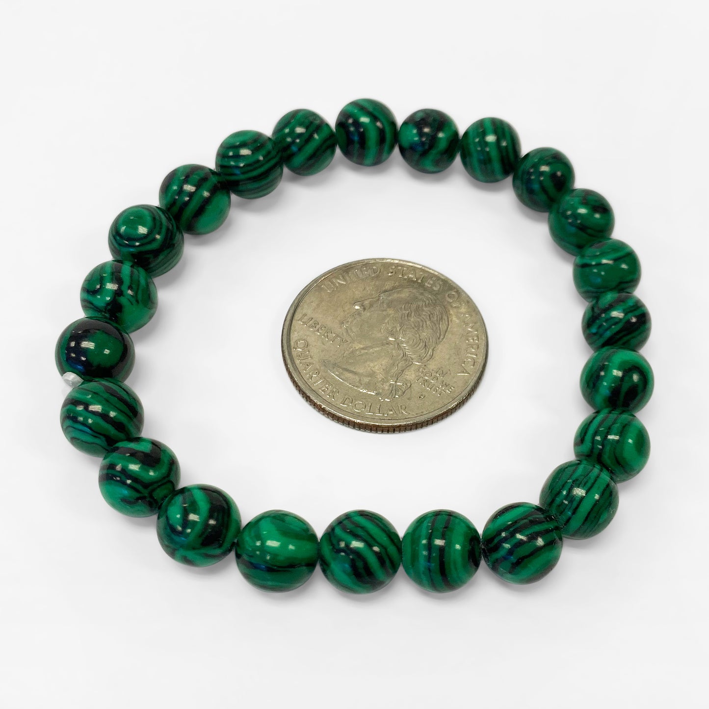 Natural Malachite Bead Handmade Stretch Bracelet - Gem Avenue