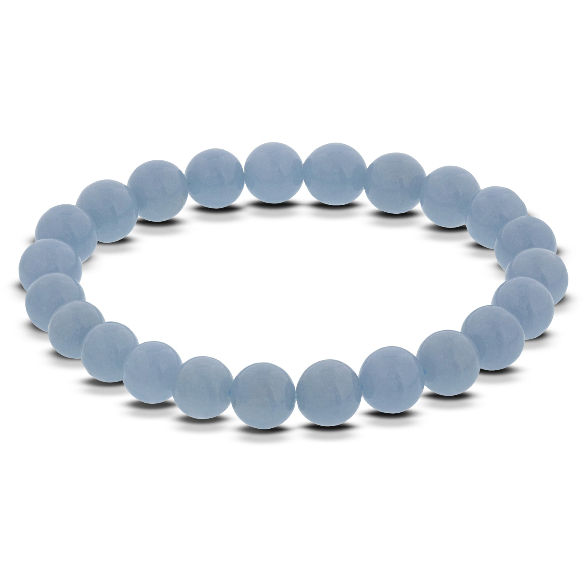 Angelite Gemstone Bead Handmade Stretch Bracelet - Gem Avenue