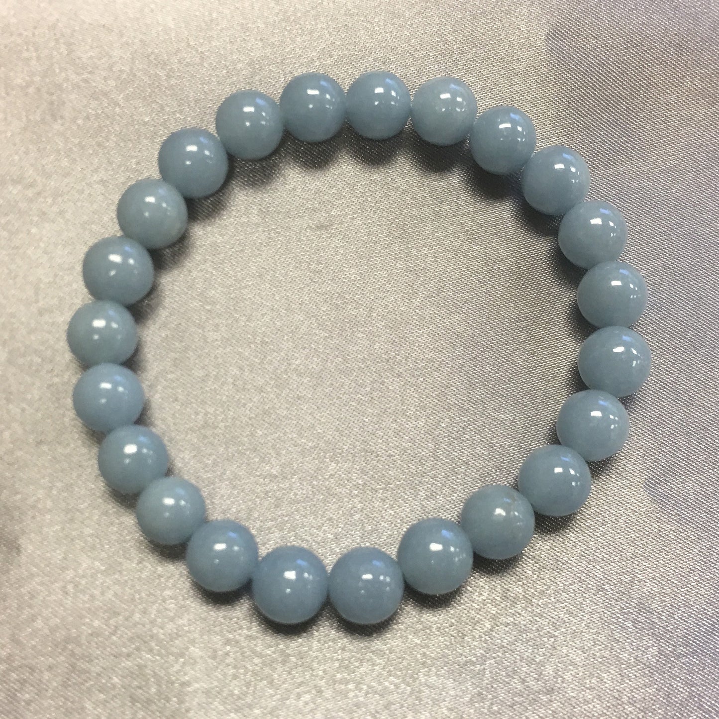 Angelite Gemstone Bead Handmade Stretch Bracelet - Gem Avenue