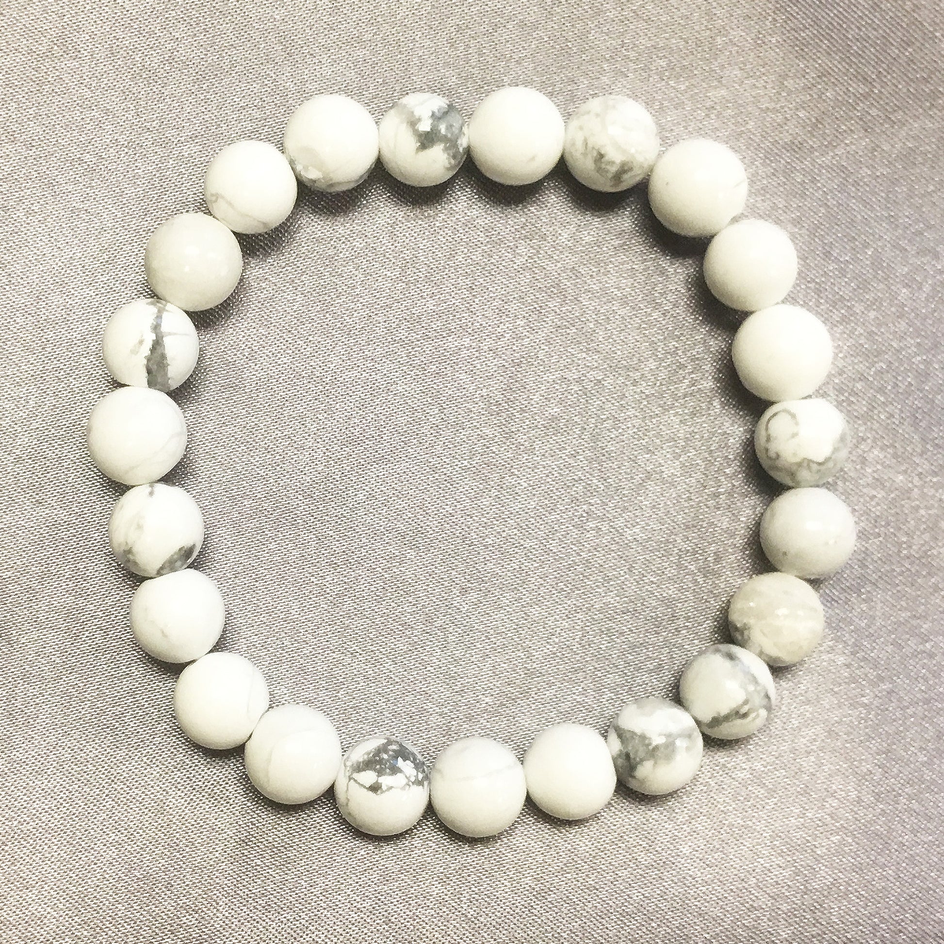 Howlite Gemstone Bead Handmade Stretch Bracelet - Gem Avenue