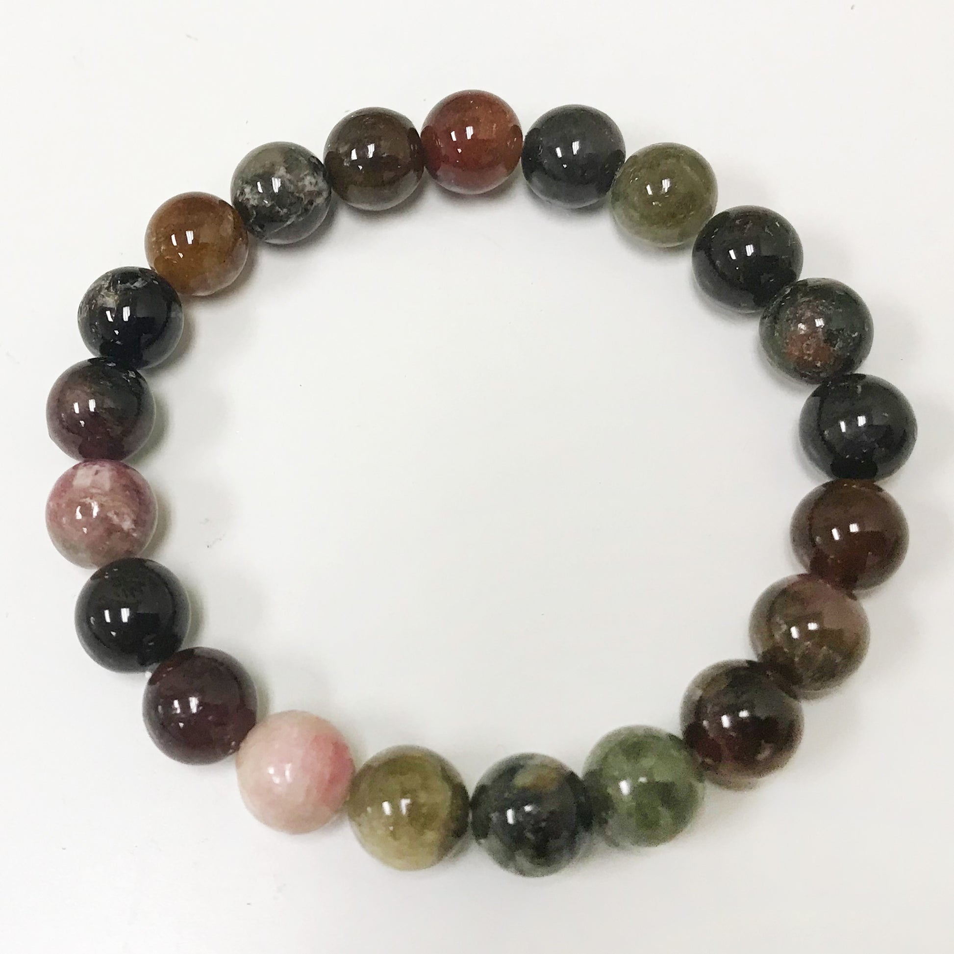 Natural Multicolor Tourmaline Gemstone Unisex Stretch Bracele- Gem Avenue