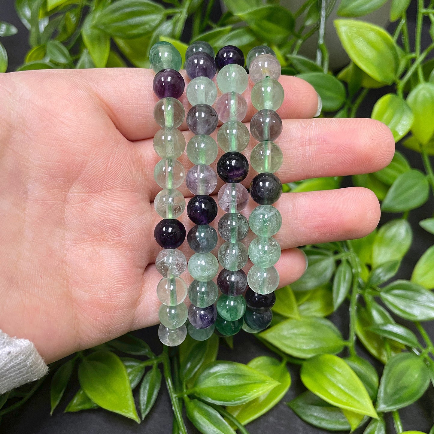 Fluorite Gemstone Unisex Handmade Stretch Bracelet - Gem Avenue