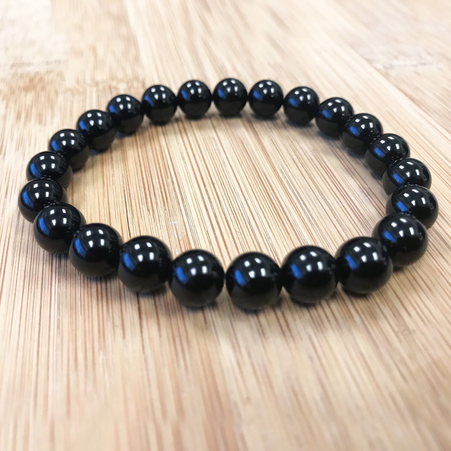 Black Tourmaline Gemstone Handmade Stretch Unisex Bracelet - Gem Avenue