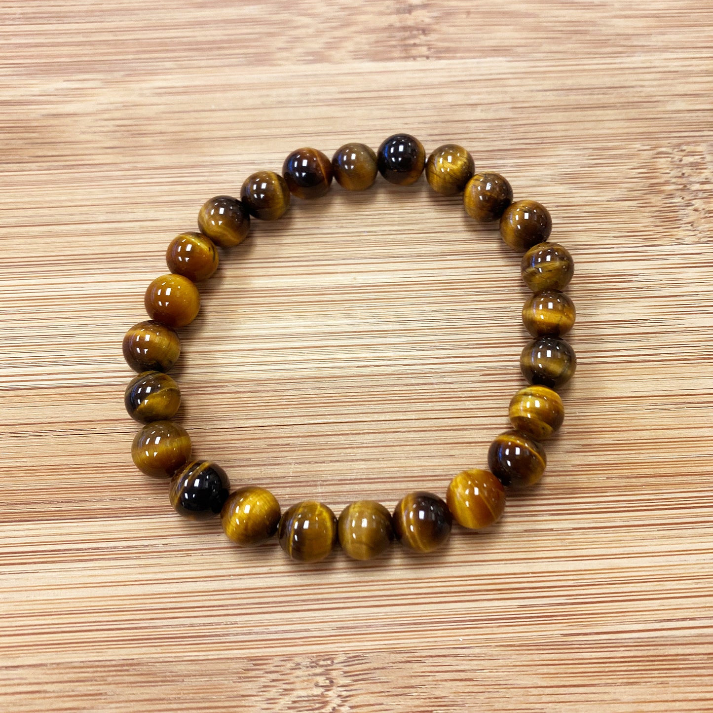 Brown Tiger Eye Gemstone Bead Handmade Stretch Unisex Bracelet - Gem Avenue