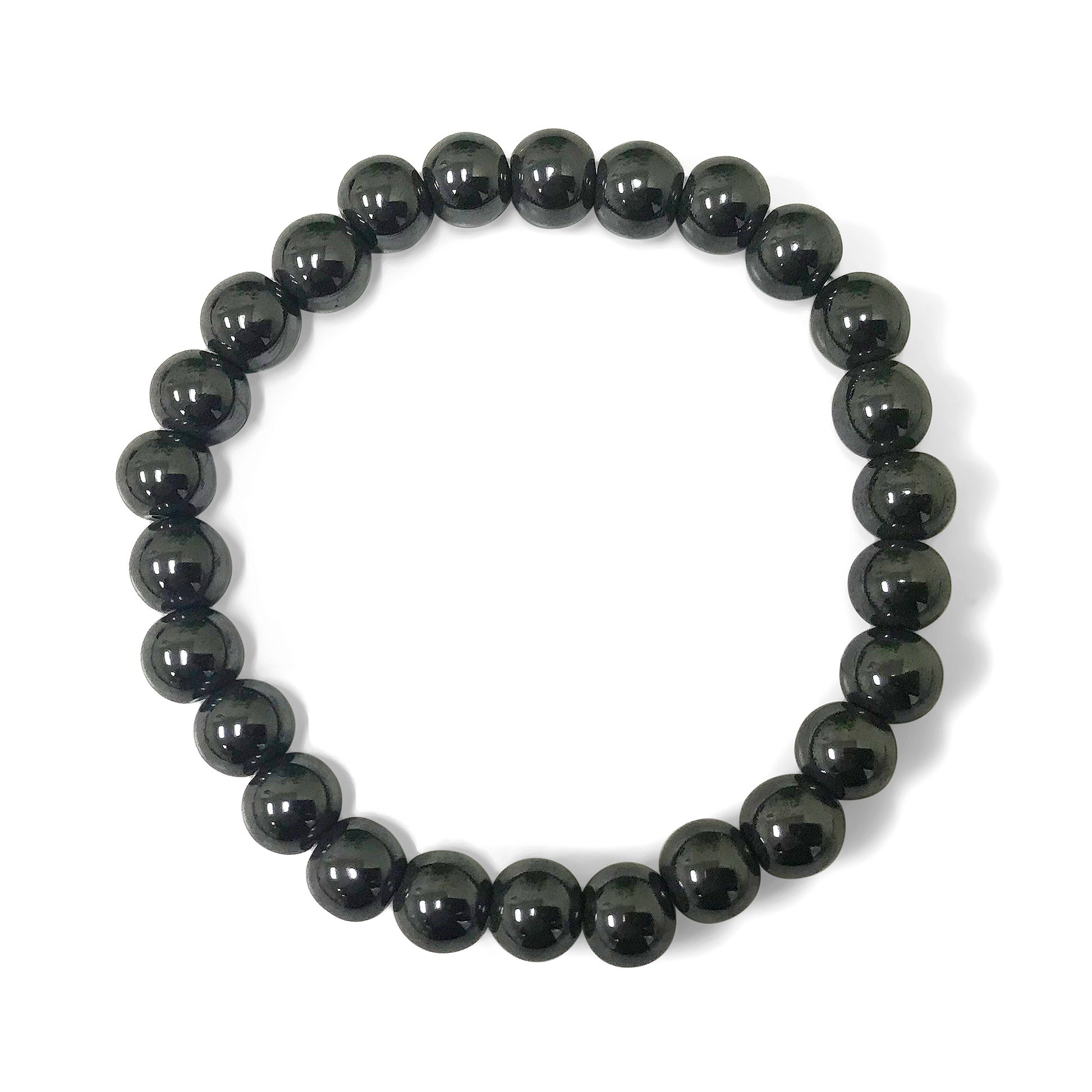 Simulated Hematite Bead Handmade Unisex Stretch Bracelet - Gem Avenue