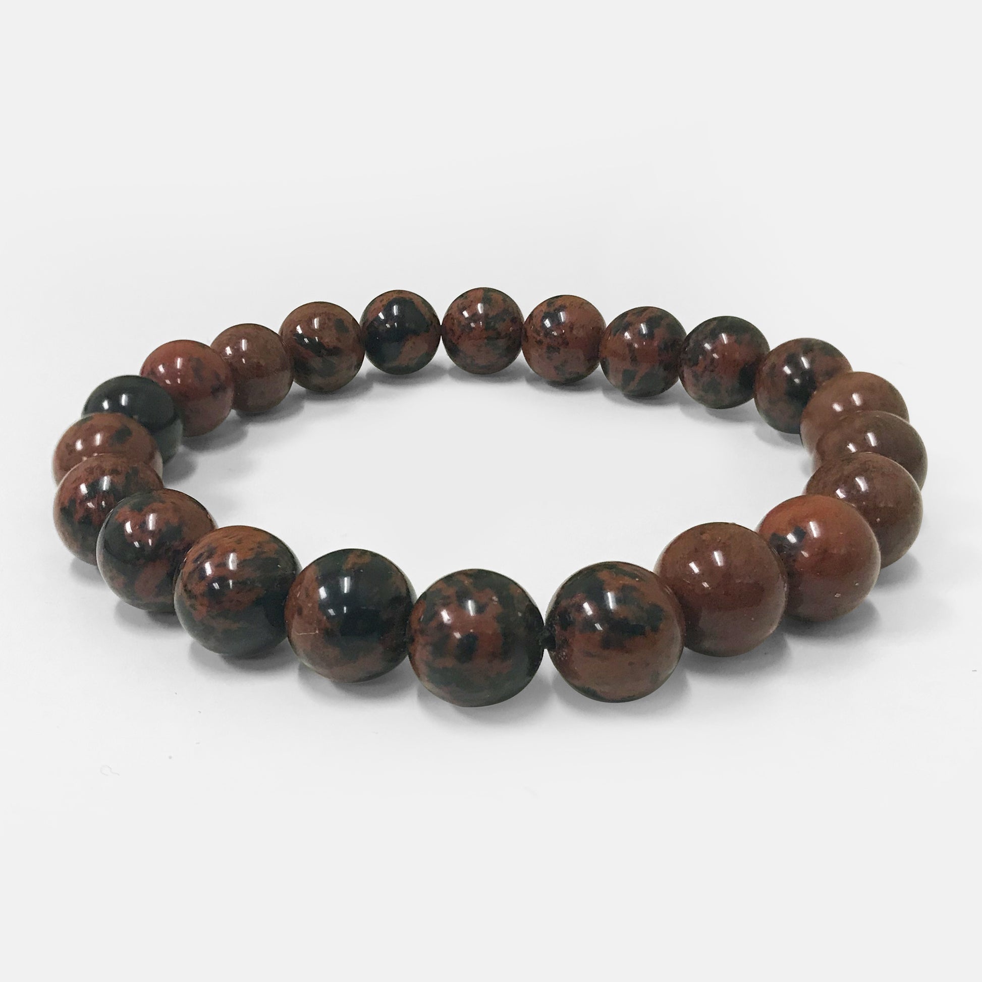 Natural Mahogany Obsidian Beads Handmade Stretchable Unisex Bracelets - Gem Avenue