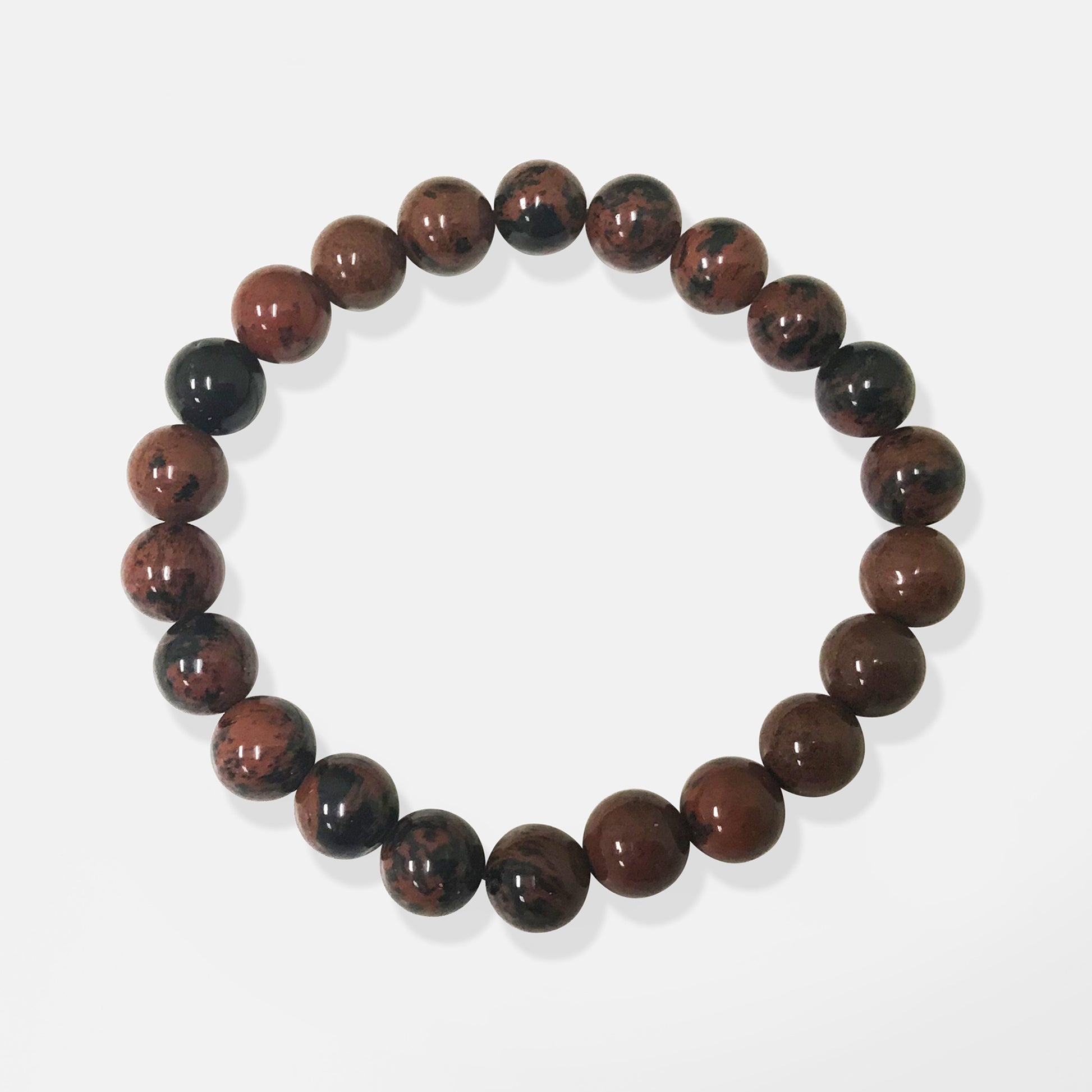 Natural Mahogany Obsidian Beads Handmade Stretchable Unisex Bracelets - Gem Avenue