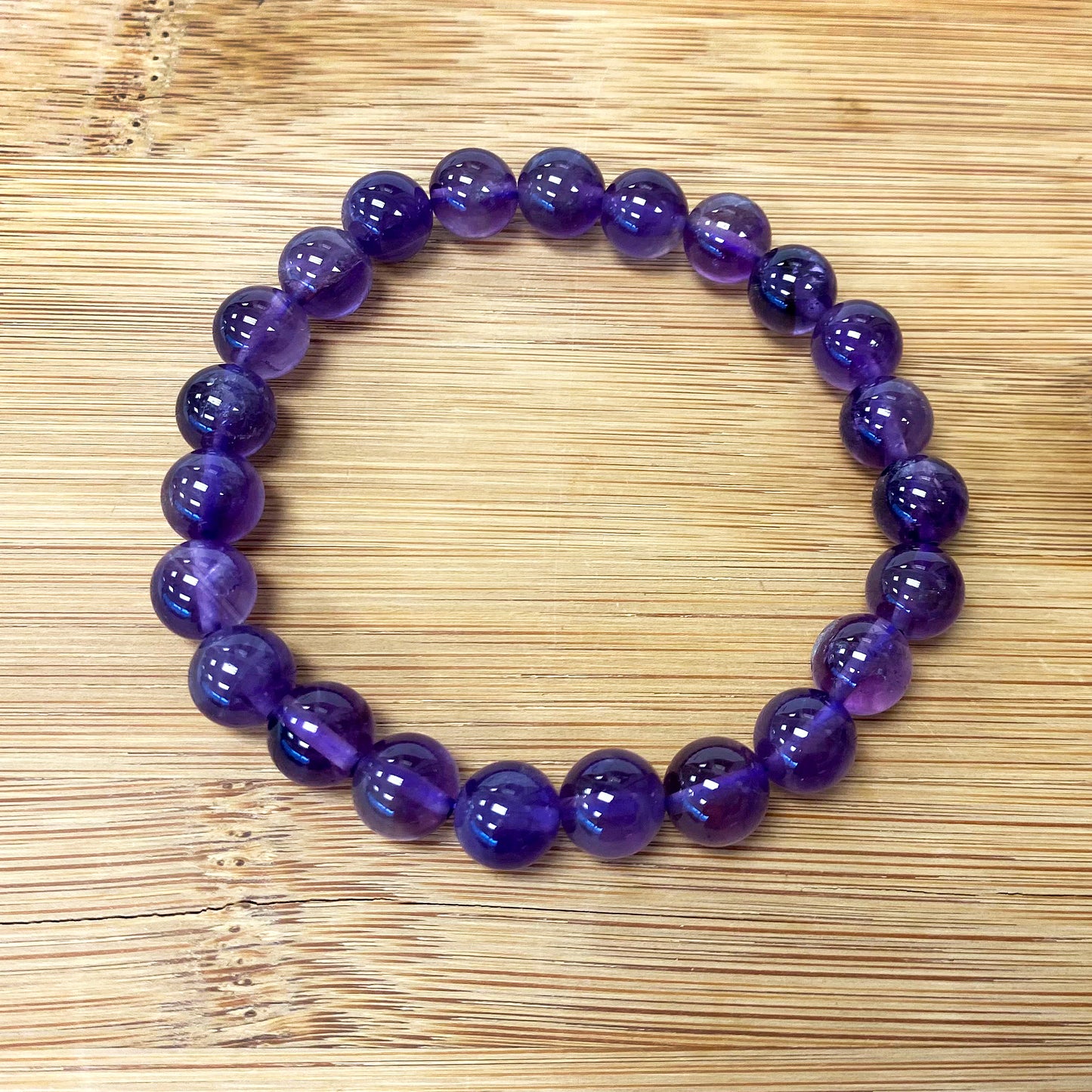 Purple Amethyst Bead Handmade Unisex Stretch Bracelets - Gem Avenue