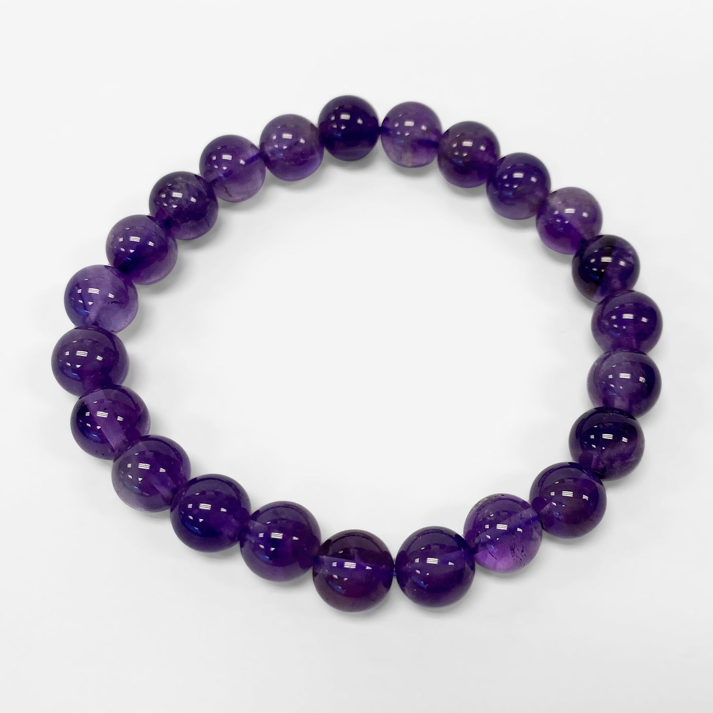 Purple Amethyst Bead Handmade Unisex Stretch Bracelets - Gem Avenue