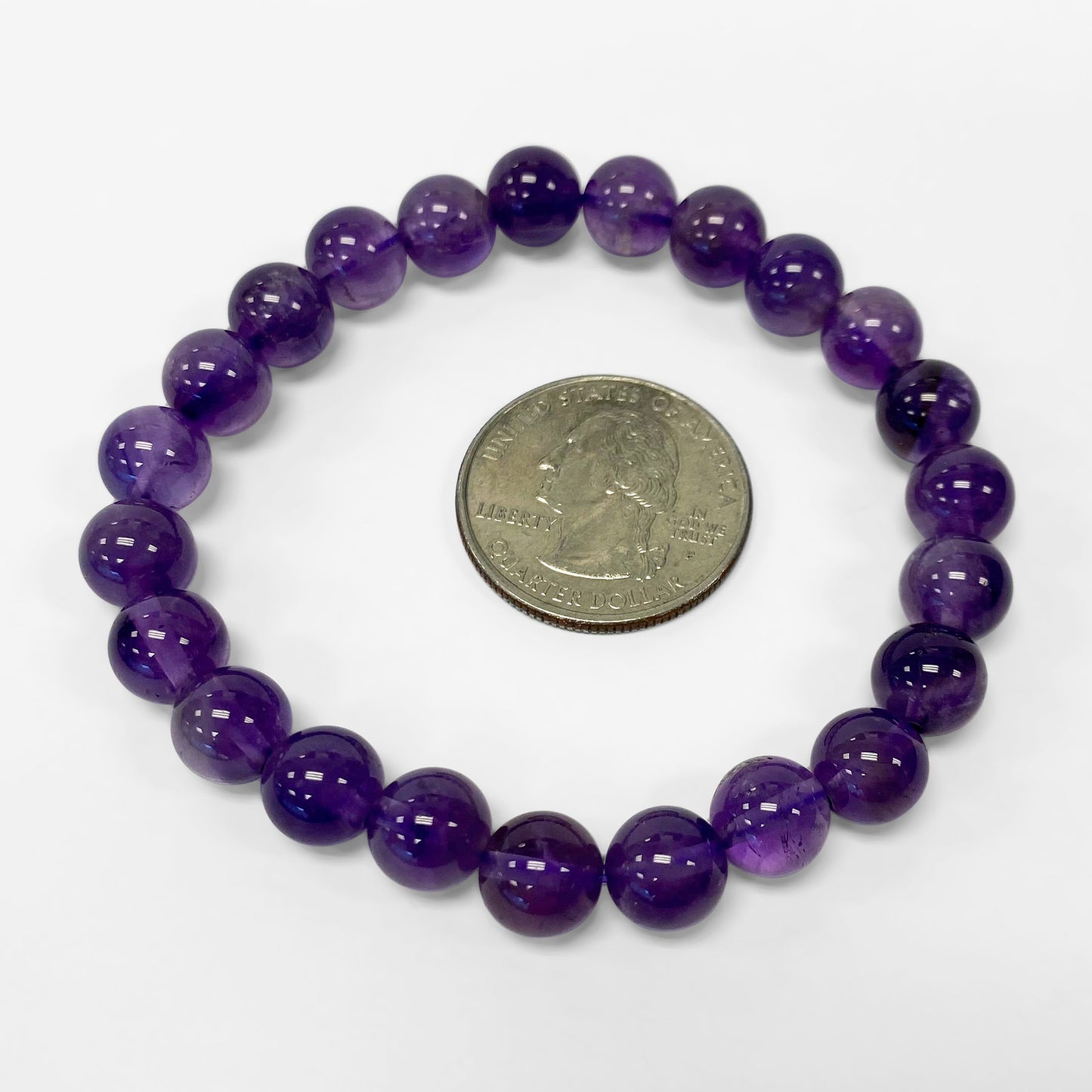 Purple Amethyst Bead Handmade Unisex Stretch Bracelets - Gem Avenue