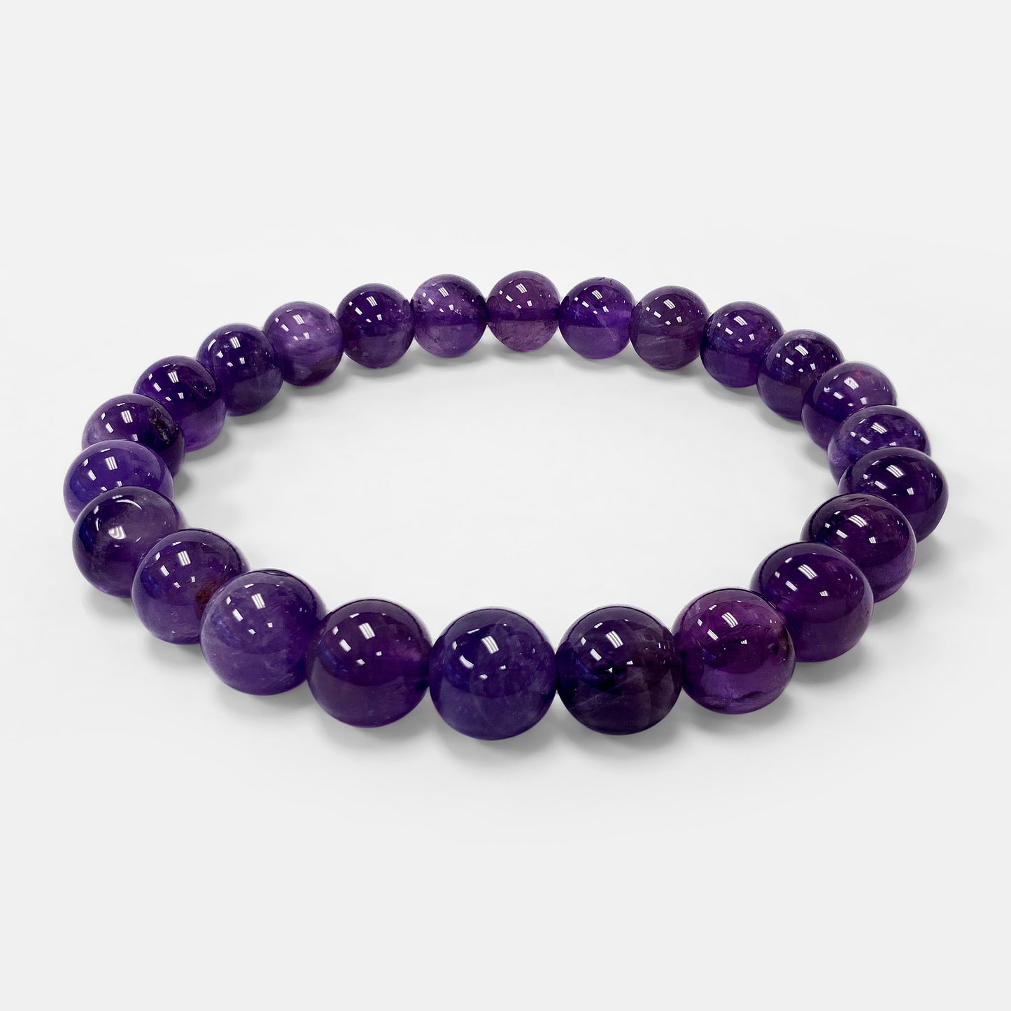 Purple Amethyst Bead Handmade Unisex Stretch Bracelets - Gem Avenue