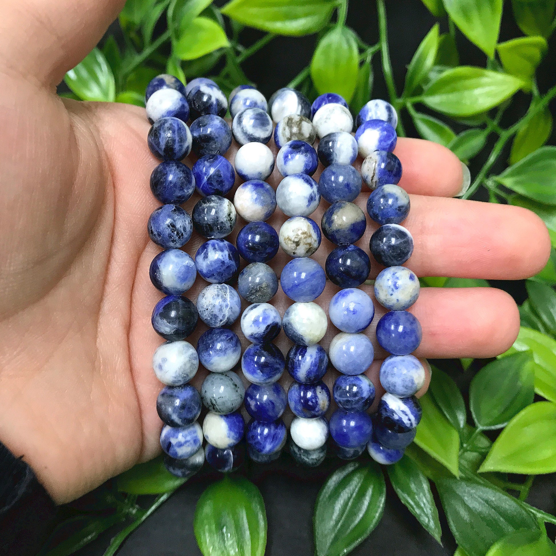 Natural Sodalite Gemstone Bead Handmade Stretch Unisex Bracelet - Gem Avenue