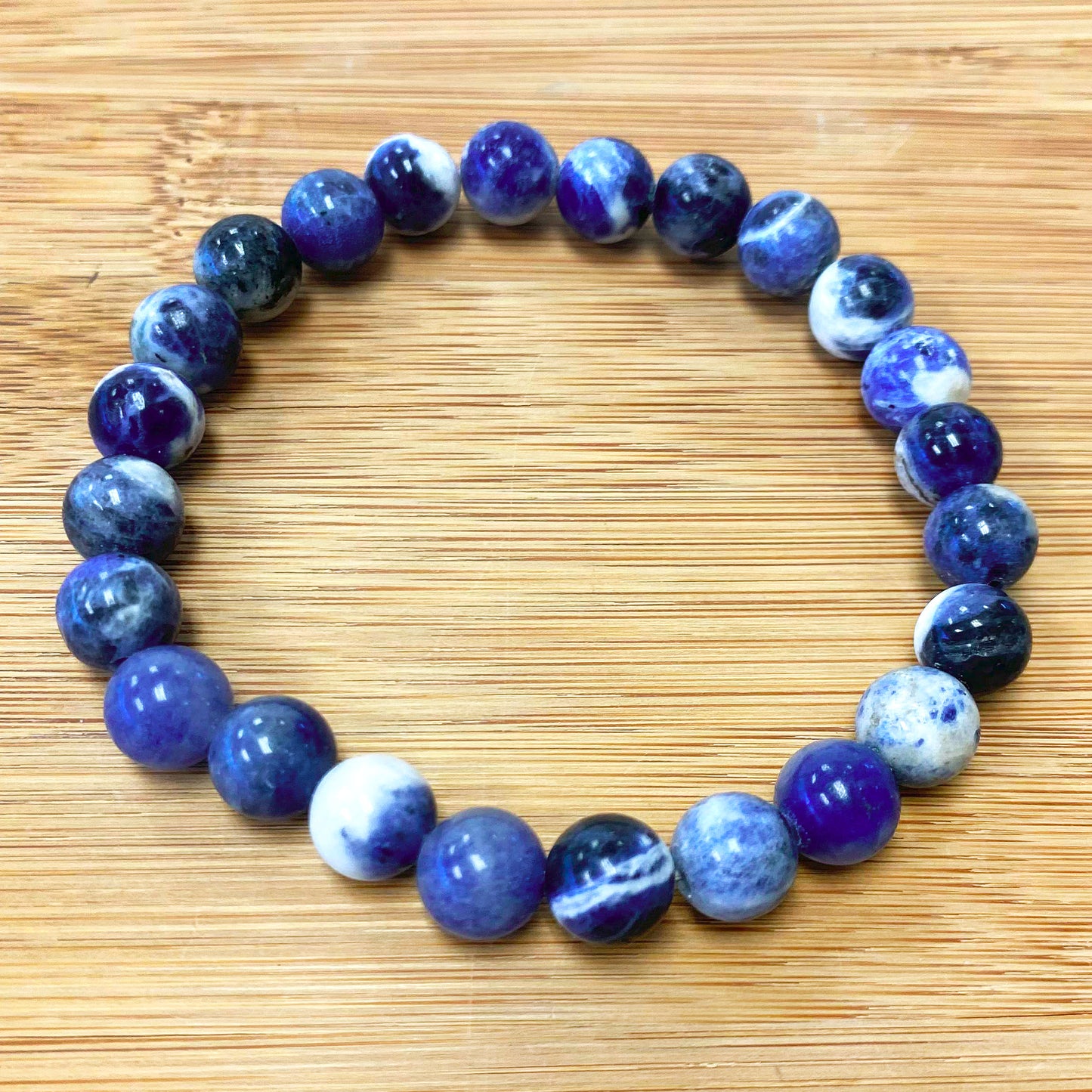 Natural Sodalite Gemstone Bead Handmade Stretch Unisex Bracelet - Gem Avenue