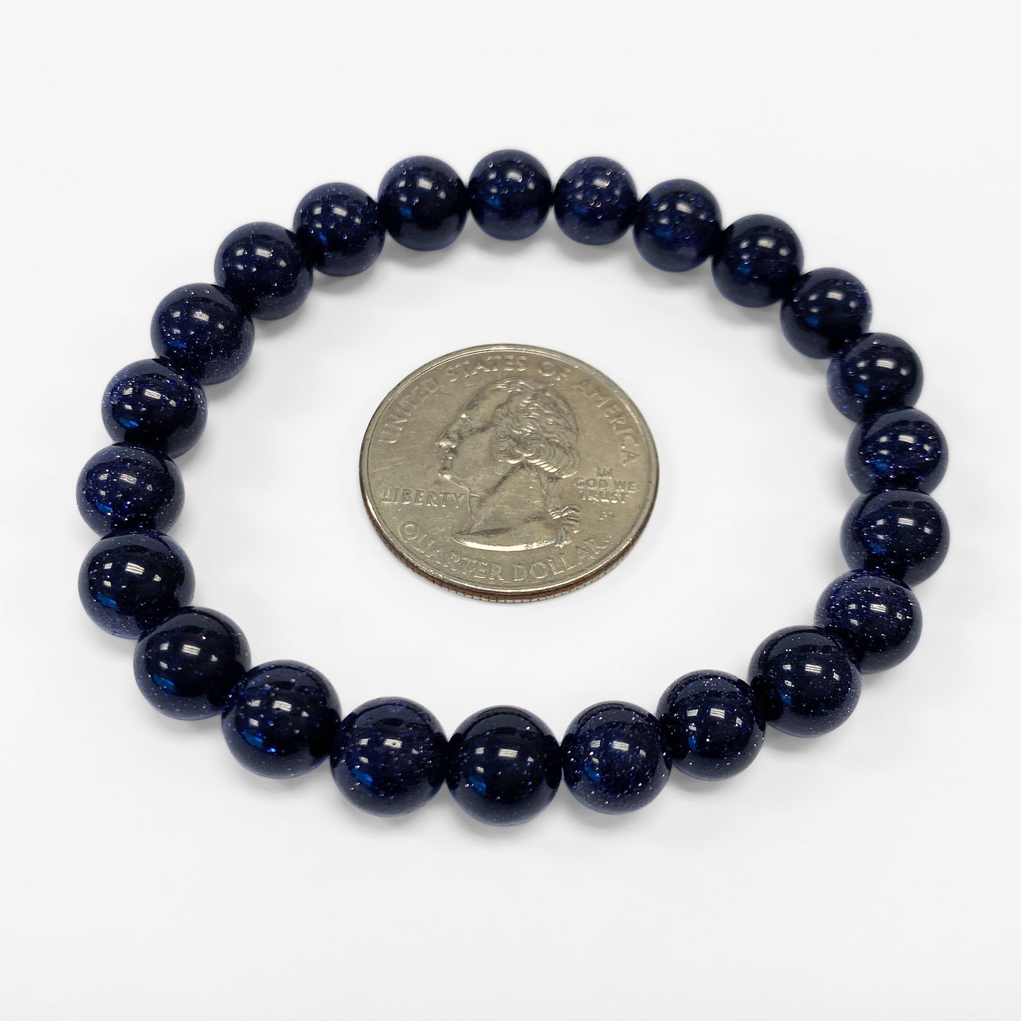 Blue Goldstone Gemstone Bead Unisex Handmade Stretch Bracelet - Gem Avenue