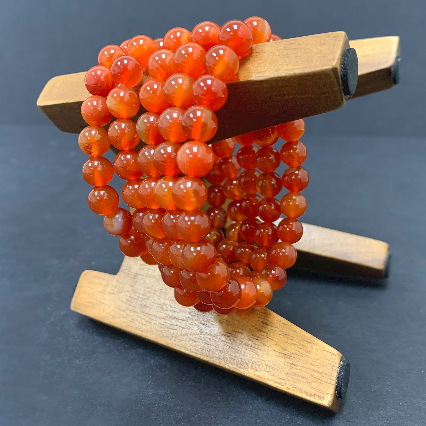 Carnelian Gemstone Bead Unisex Handmade Stretch Bracelet - Gem Avenue
