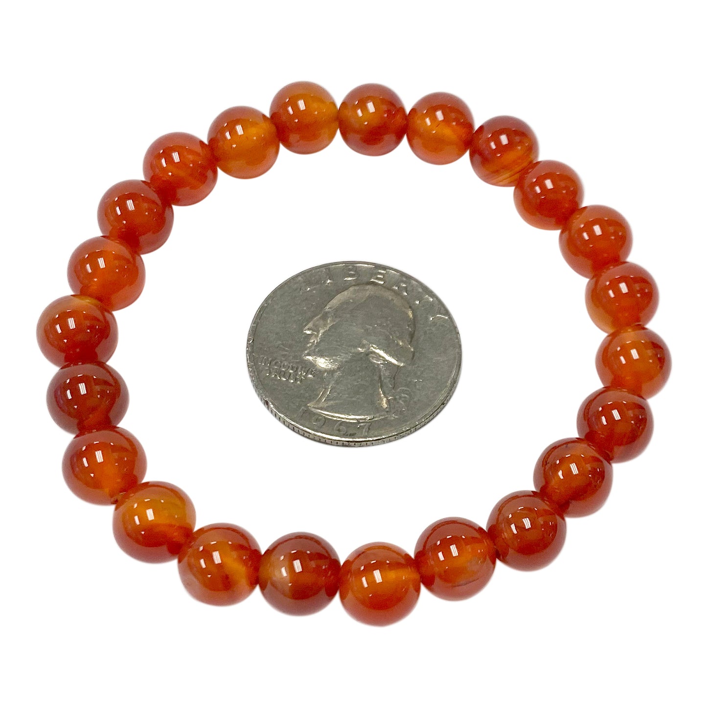 Carnelian Gemstone Bead Unisex Handmade Stretch Bracelet - Gem Avenue