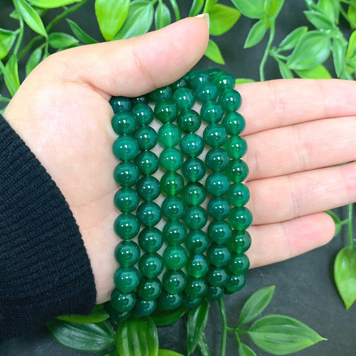 Green Agate Gemstone Beads Unisex Stretch Bracelet - Gem Avenue
