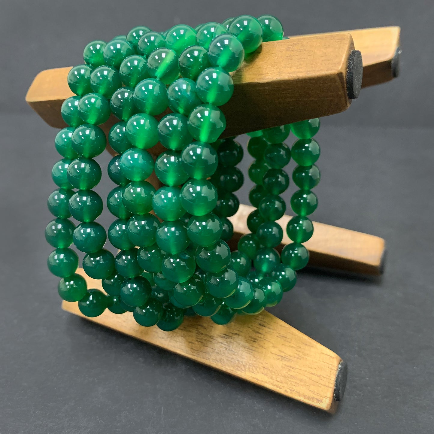 Green Agate Gemstone Beads Unisex Stretch Bracelet - Gem Avenue
