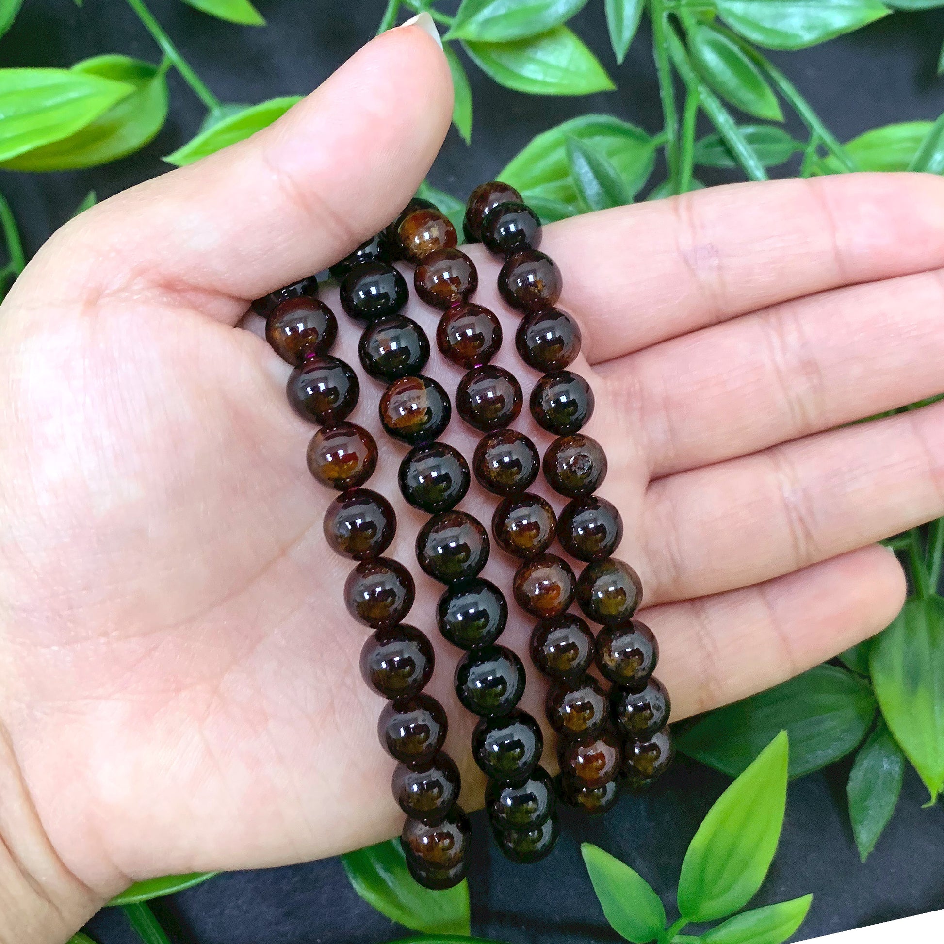 Garnet Gemstone Bead Unisex Stretch Bracelet - Gem Avenue