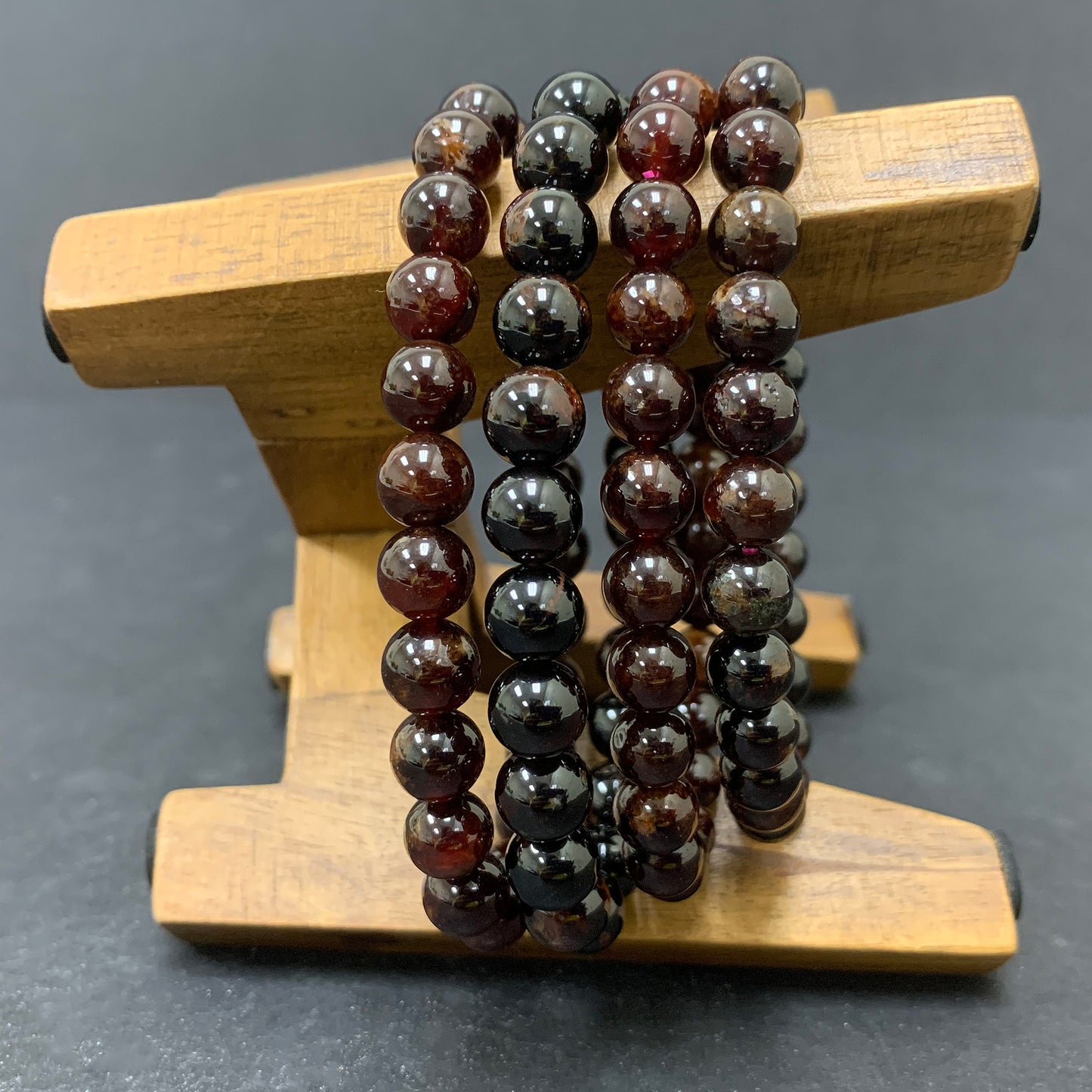 Garnet Gemstone Bead Unisex Stretch Bracelet - Gem Avenue