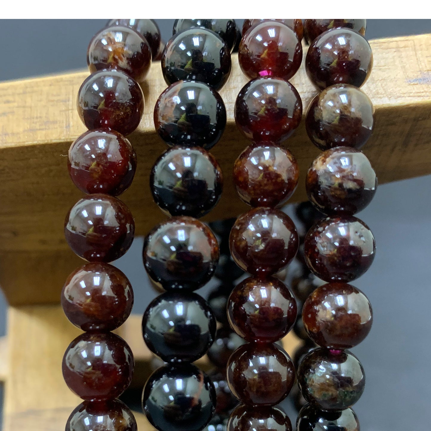 Garnet Gemstone Bead Unisex Stretch Bracelet - Gem Avenue