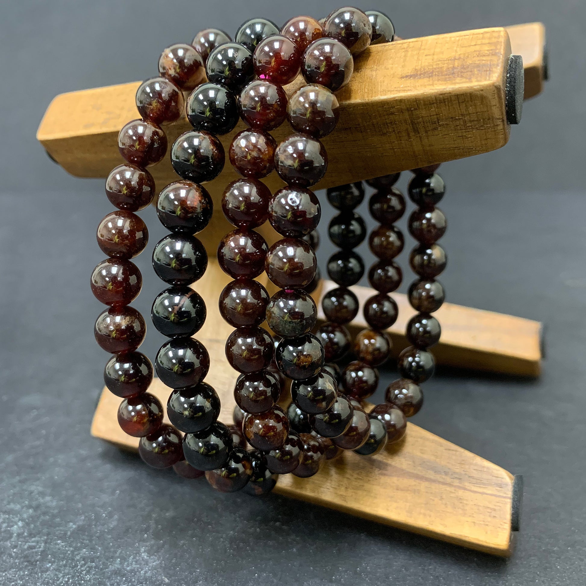 Garnet Gemstone Bead Unisex Stretch Bracelet - Gem Avenue