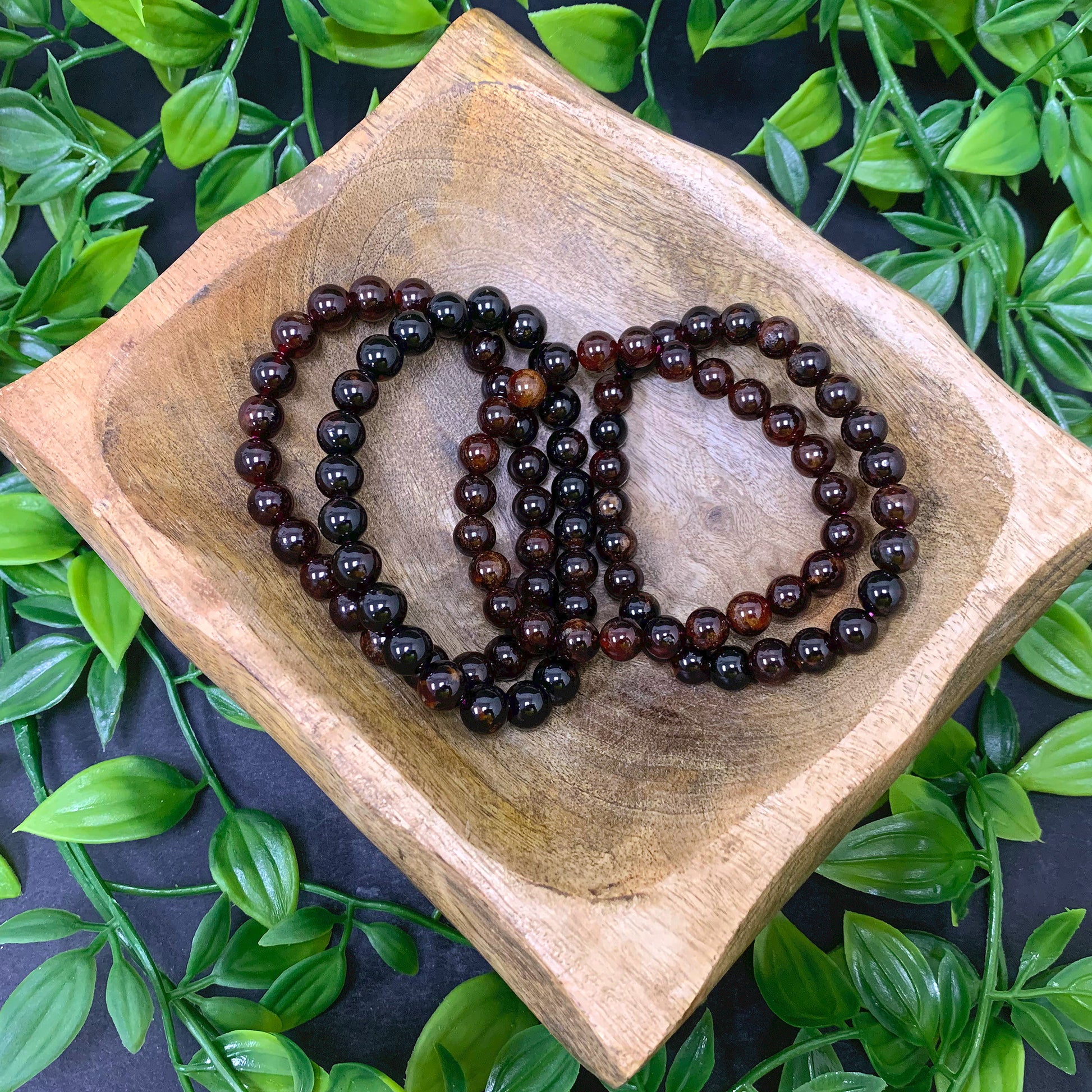 Garnet Gemstone Bead Unisex Stretch Bracelet - Gem Avenue