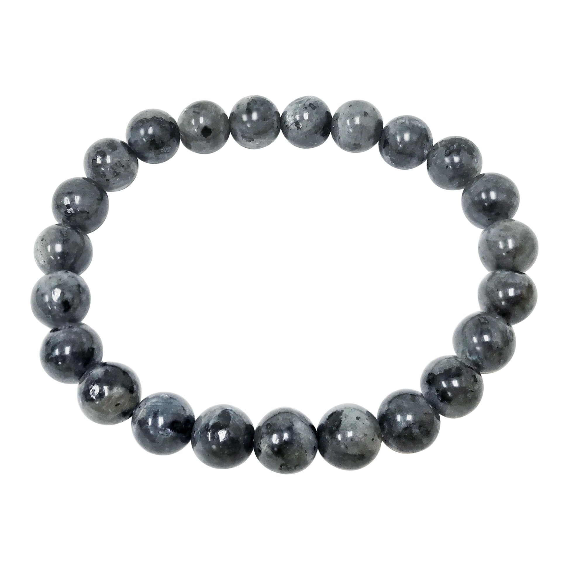 Larvikite Gemstone Bead Unisex Stretch Bracelet - Gem Avenue