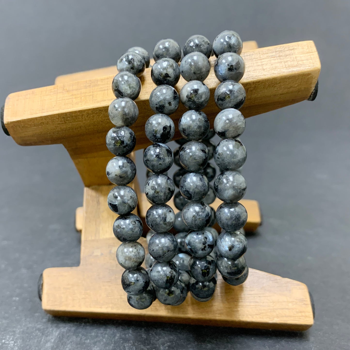 Larvikite Gemstone Bead Unisex Stretch Bracelet - Gem Avenue