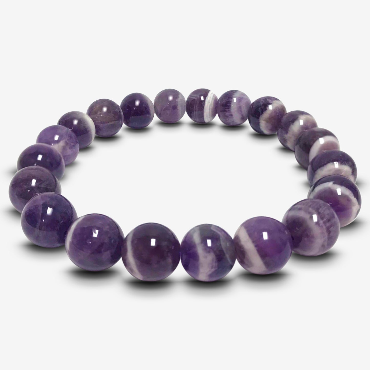 Chevron Amethyst Beads Handmade Stretchable Unisex Bracelets - Gem Avenue