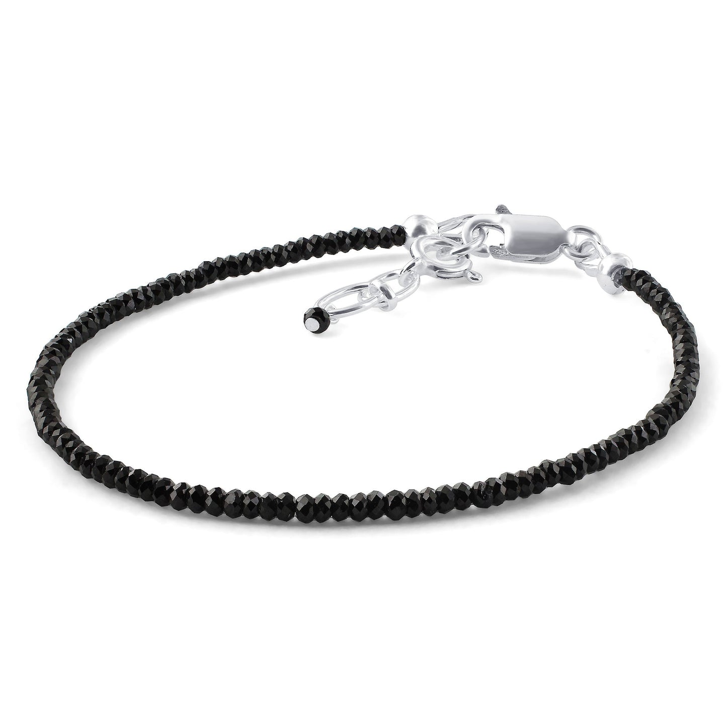 Natural Black Spinel Beads 925 Silver Clasp Gemstone Bracelets - Gem Avenue