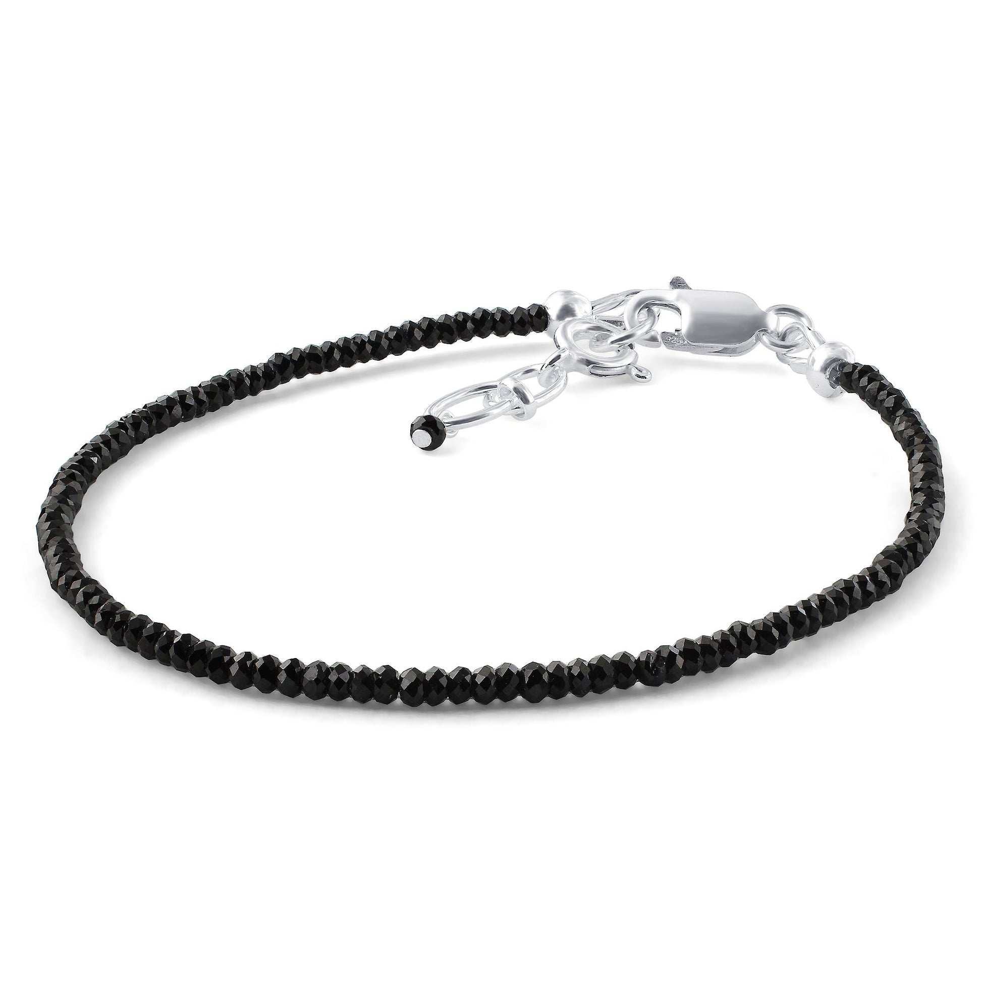 Natural Black Spinel Beads 925 Silver Clasp Gemstone Bracelets - Gem Avenue