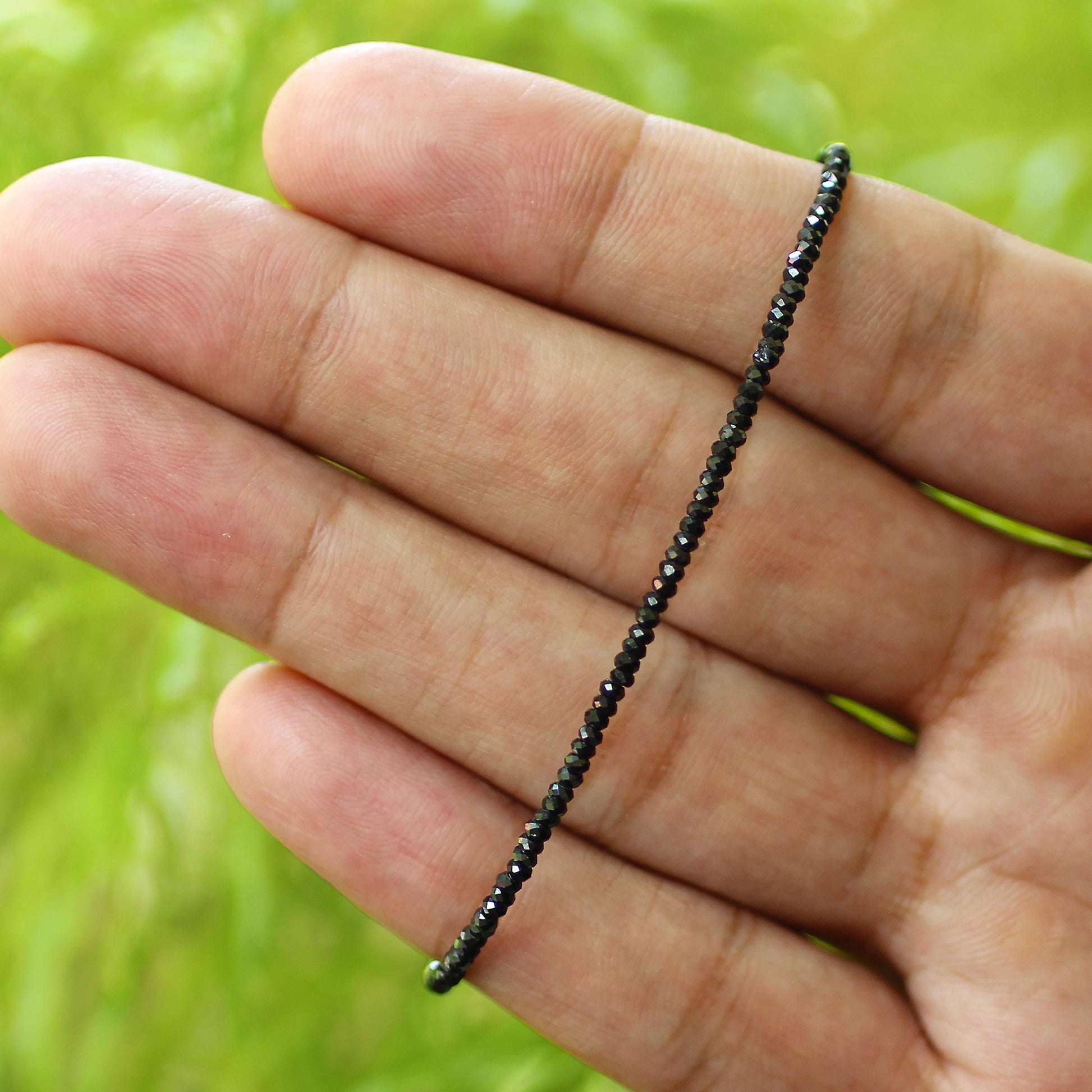Natural Black Spinel Beads 925 Silver Clasp Gemstone Bracelets - Gem Avenue